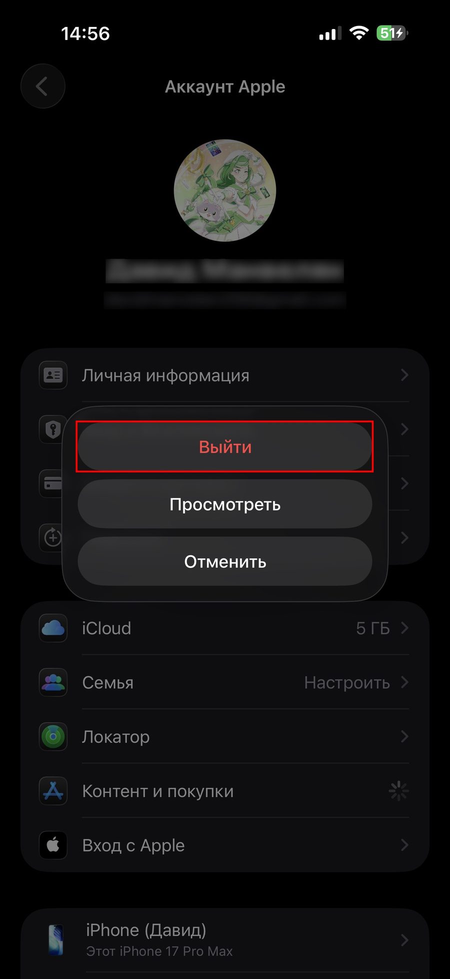 Кнопка выхода из App Store
